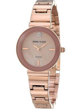 Anne Klein Women's Rose Gold Pink Analog Genuine Diamond Dial Bracelet Watch